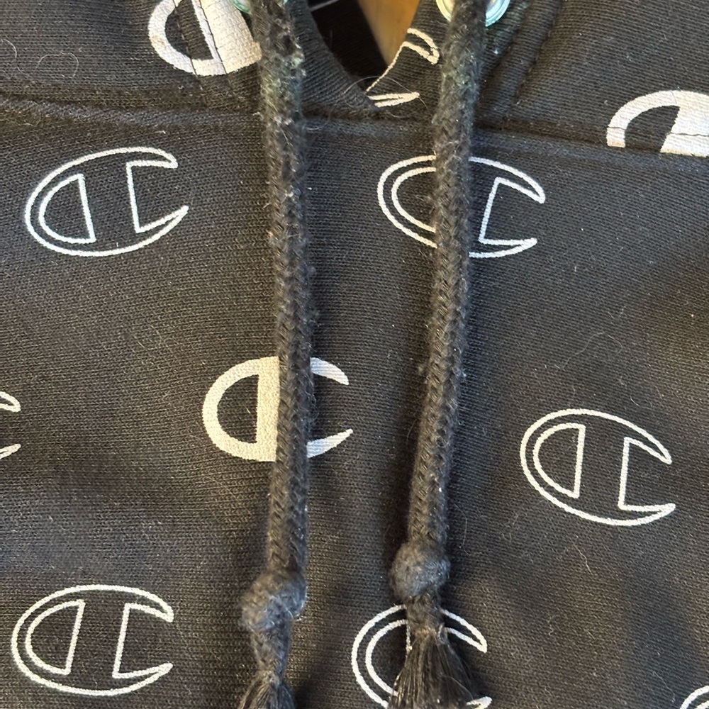 Champion Black Hoodie with All-Over Logo - Picture 3 of 8